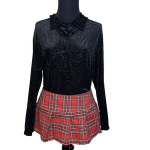 AvidLove Red Plaid Pleated Short Schoolgirl Sexy Costume Skirt XL NWTs